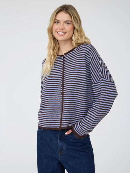 everyday route striped cardigan | brown