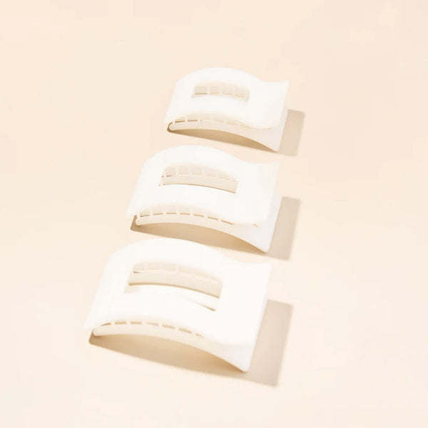teleties rectangle flat clip, medium | coconut white