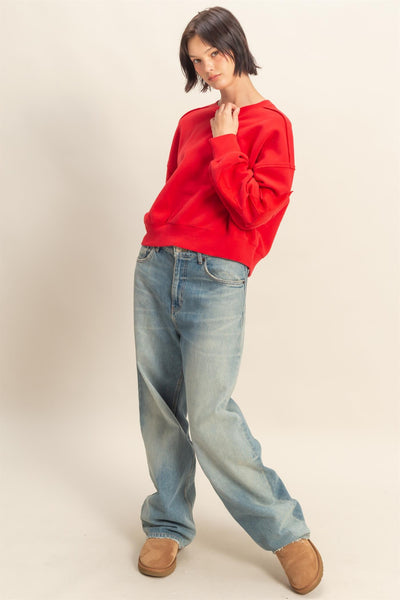 stand corrected star patch sweatshirt | red