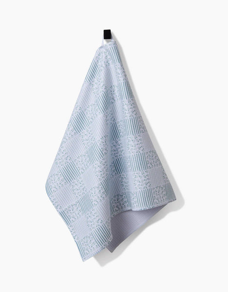 Mini Flowers + Stripes Check Green Tea Towel