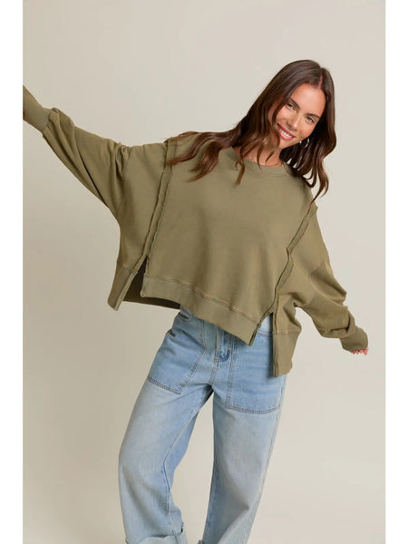cool girl comfort cropped sweatshirt | olive