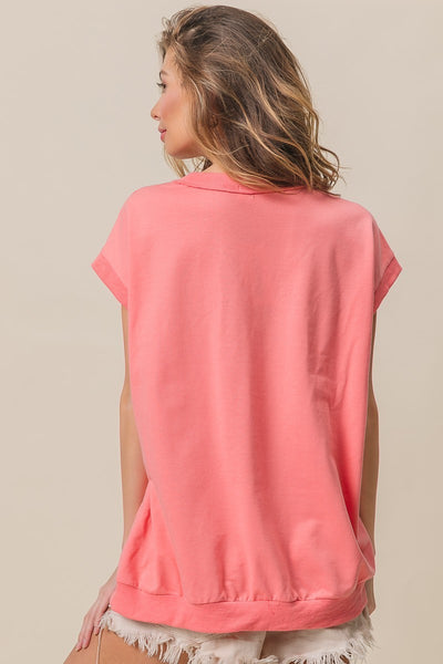 heading south french terry basic top | coral