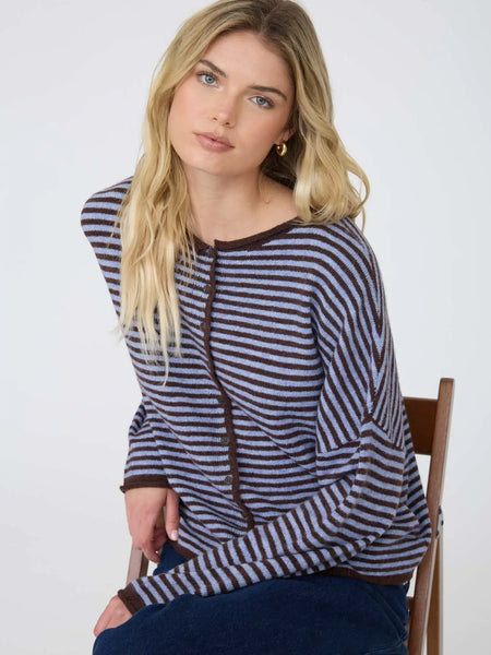 everyday route striped cardigan | brown