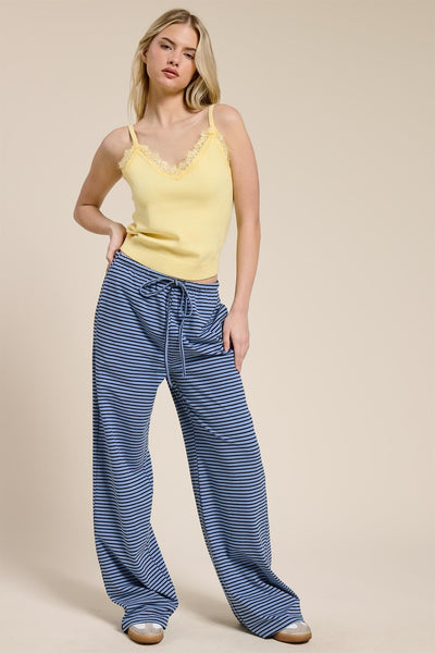 say you will striped wide leg pants | navy