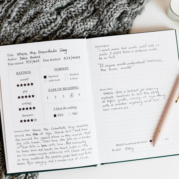 Book Review Journal for Book Lovers | Green