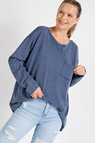 always low key mineral wash top | navy