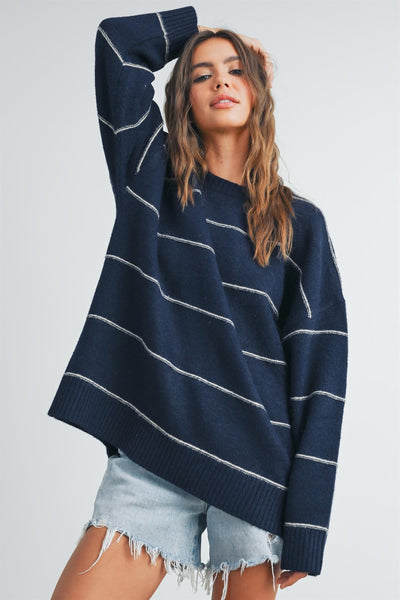 thought you'd notice striped sweater | navy