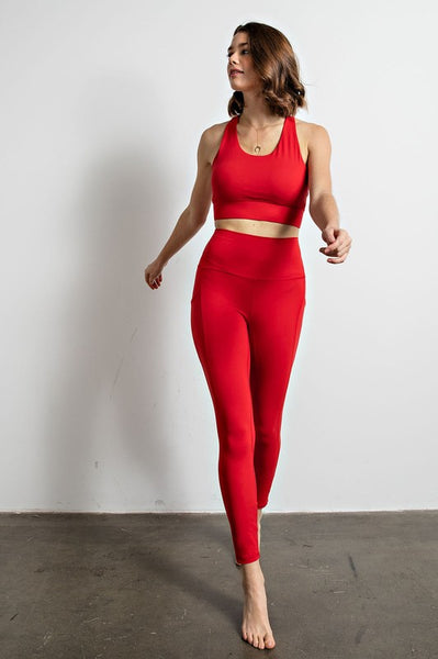 coming in clutch butter leggings | true red