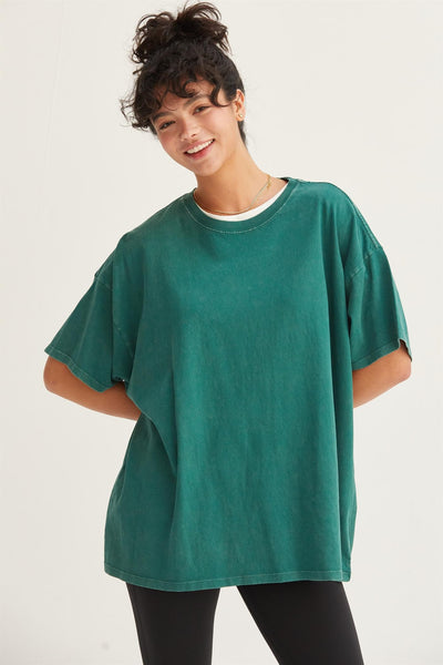 live out loud oversized distressed tee | dark green