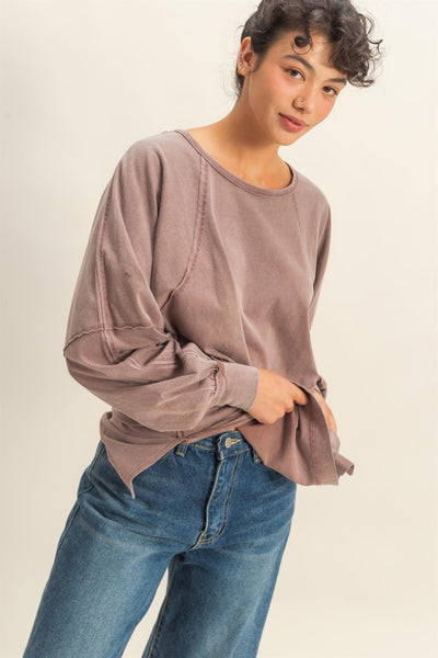 in the daylight washed oversize top | chestnut