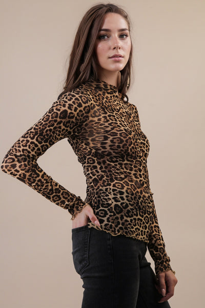 wild whimsy sheer mesh top | leopard