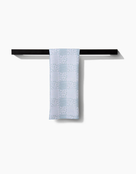 Mini Flowers + Stripes Check Green Tea Towel