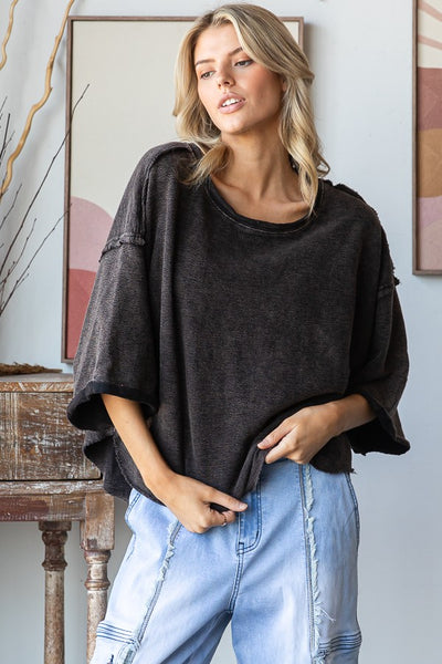 chance meeting mineral wash relaxed tee | black