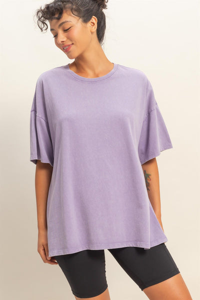 waiting for fun oversized mineral wash top | dusty purple