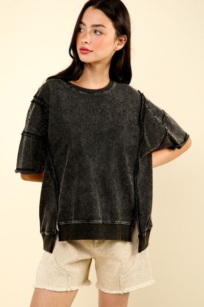 giving it my all washed top | black