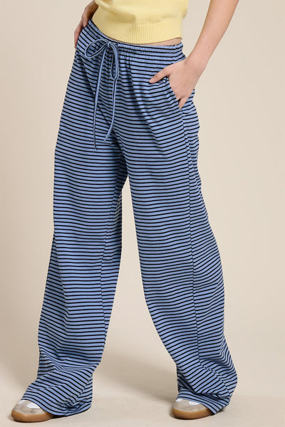 say you will striped wide leg pants | navy