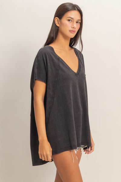 feeling your best oversized mineral wash top | black