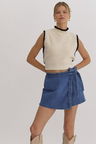 one for me denim wrap skort | light denim