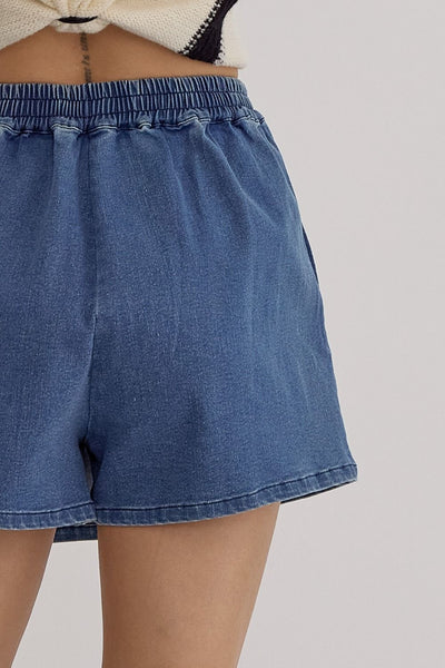 one for me denim wrap skort | light denim