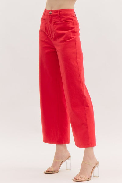 bennett high rise wide leg jeans | red