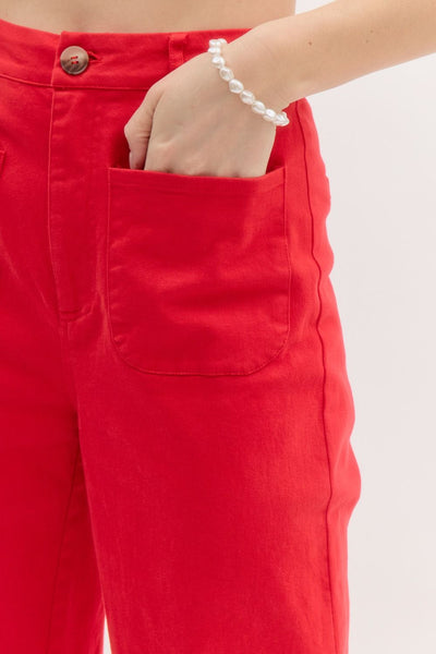bennett high rise wide leg jeans | red