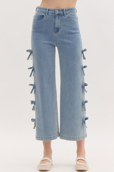 naomi cropped mid-rise bow detail jeans | denim