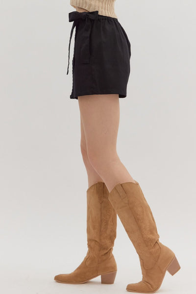 something good braided denim wrap skort | black