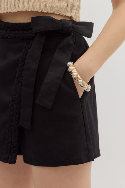 something good braided denim wrap skort | black