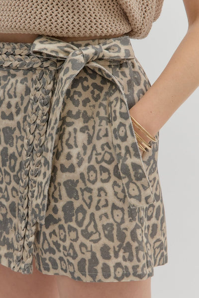 every step counts braided wrap skort | leopard