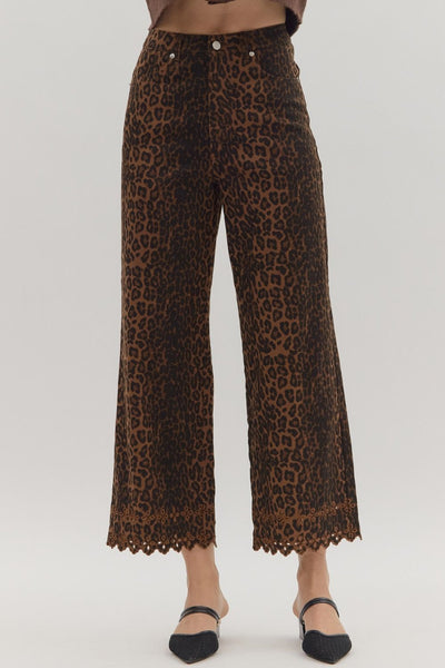 rowan floral embroidered hem jeans | leopard print