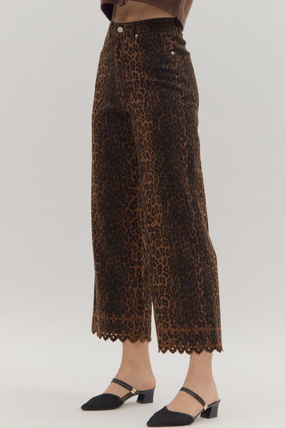 rowan floral embroidered hem jeans | leopard print