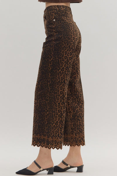 rowan floral embroidered hem jeans | leopard print