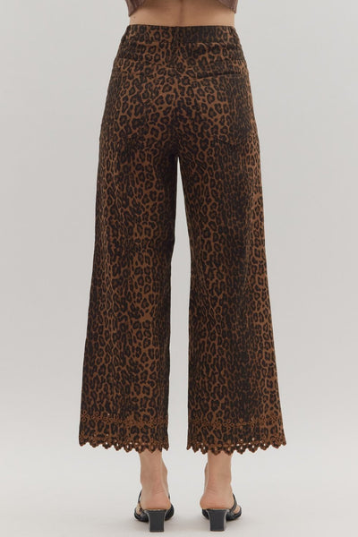 rowan floral embroidered hem jeans | leopard print