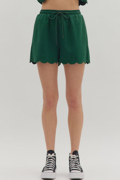 worth remembering scalloped shorts | hunter green