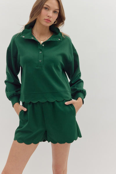 worth remembering scalloped shorts | hunter green