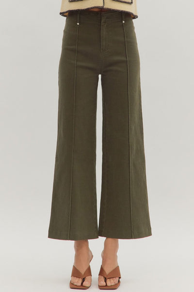 francesca high rise wide leg front seam jeans | olive
