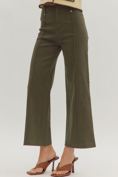 francesca high rise wide leg front seam jeans | olive