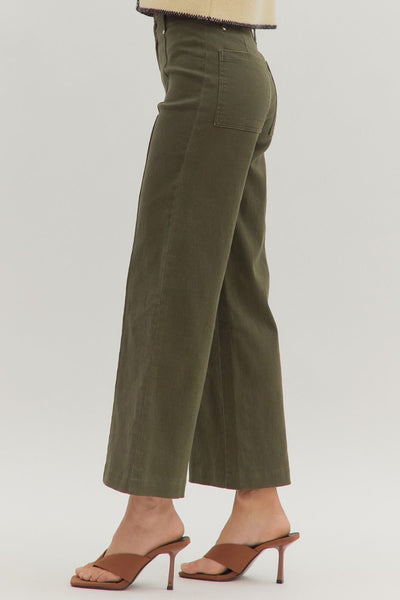 francesca high rise wide leg front seam jeans | olive