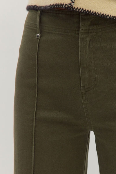 francesca high rise wide leg front seam jeans | olive