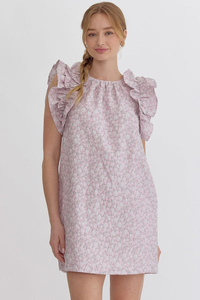 stepping stones textured floral dress | pink