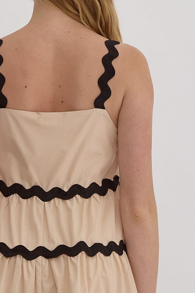 writing love notes mini dress | tan + black