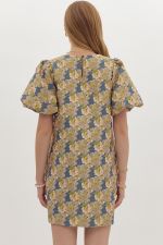 enchanted elegance floral print jacquard dress | slate