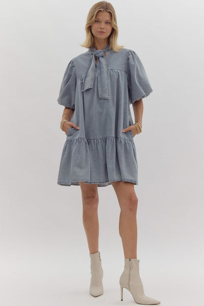a sure thing denim dress | light wash
