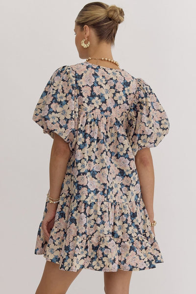 glimpse of grace floral dress | charcoal blue