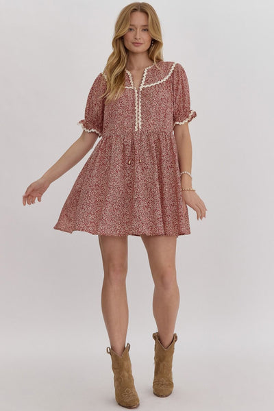 charmed by you floral mini dress | burgundy