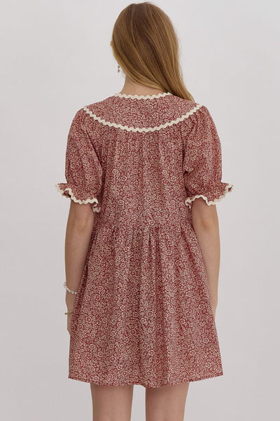 charmed by you floral mini dress | burgundy