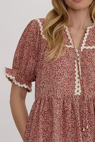 charmed by you floral mini dress | burgundy