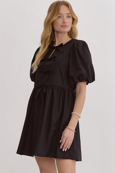 sophisticated stroll bow babydoll dress | black