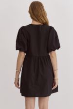 sophisticated stroll bow babydoll dress | black