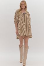 warm embrace striped mini dress | brown